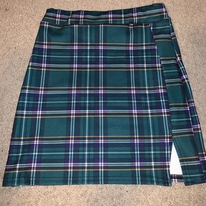 plaid stretch mini skirt